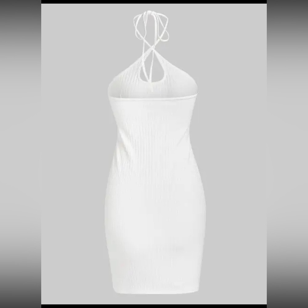 Ribbed Halter Keyhole Slinky Dress - Picture 5 of 6